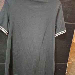 Elegant Black Mini Dress with Striped Sleeves